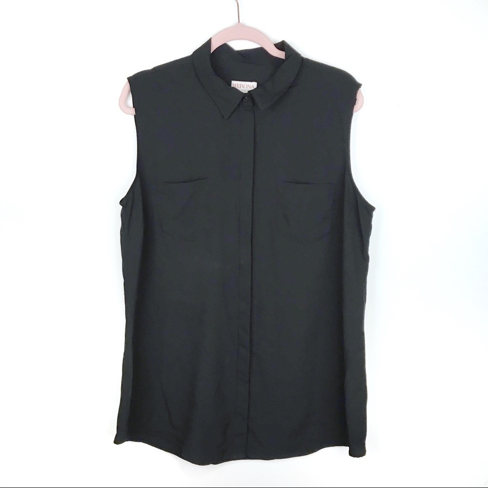 Merona Black Button Up Blouse Size XXL